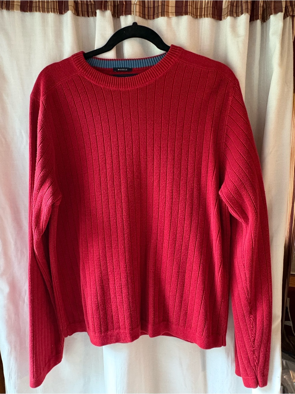 Abercrombie & Fitch A92 Men's Red Ribbed Crewneck Sweater Size Large